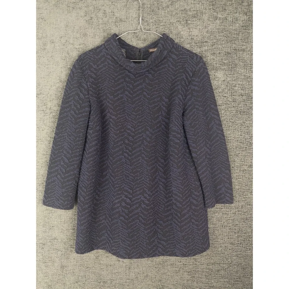 J. Mclaughlin Sweater Womens‎ M Blue Black Pullover Cowl Neck Textured